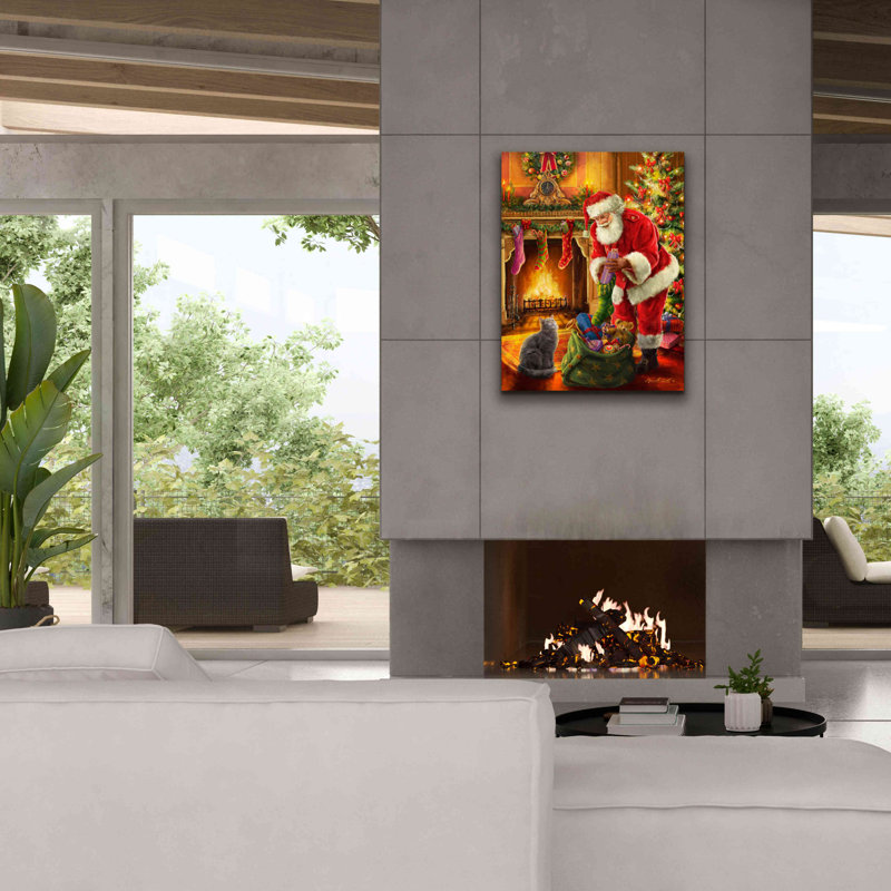 «Santa Has Arrived» par Ali Corti, art mural sur toile, L 26 po x H 34 po