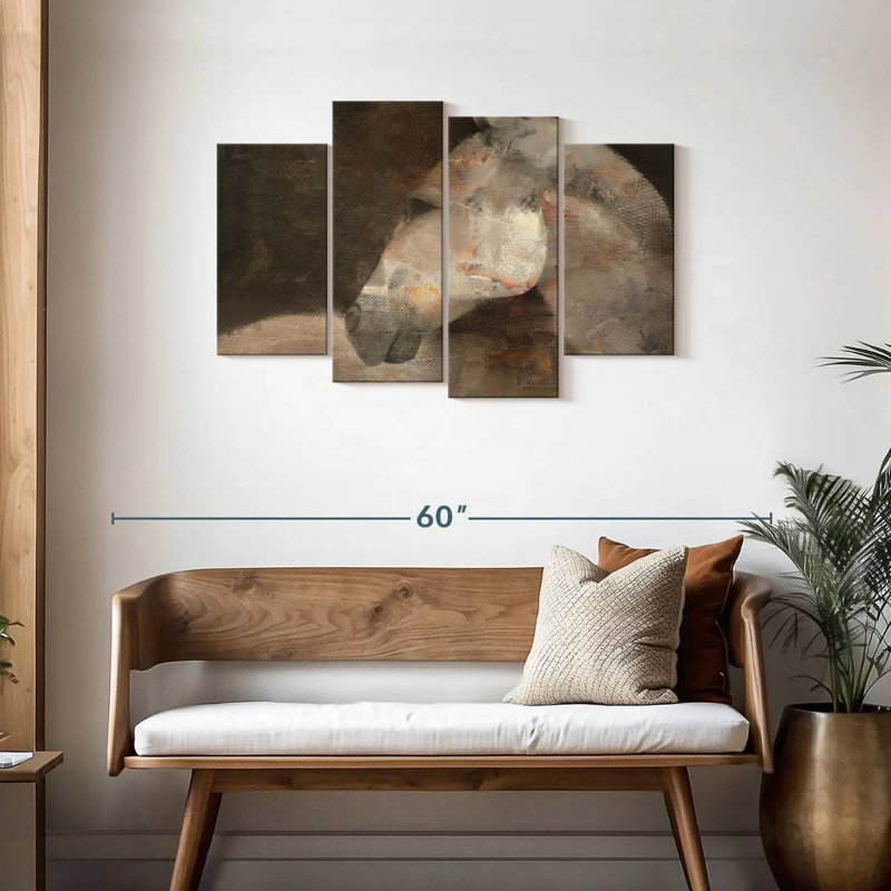 Peinture expressionniste de cheval, H 27 po x l 43 po