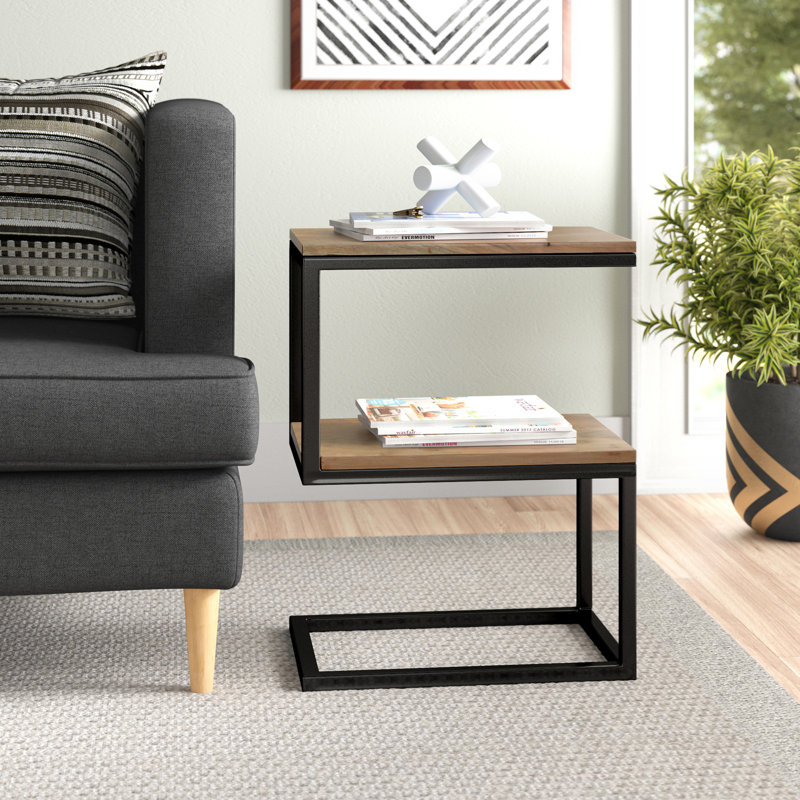 Iva Floor Shelf End Table, Acacia