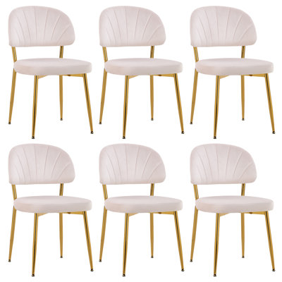 Chaises de salle à manger en velours, chaises de cuisine latérales à dossier courbé avec pieds en métal doré