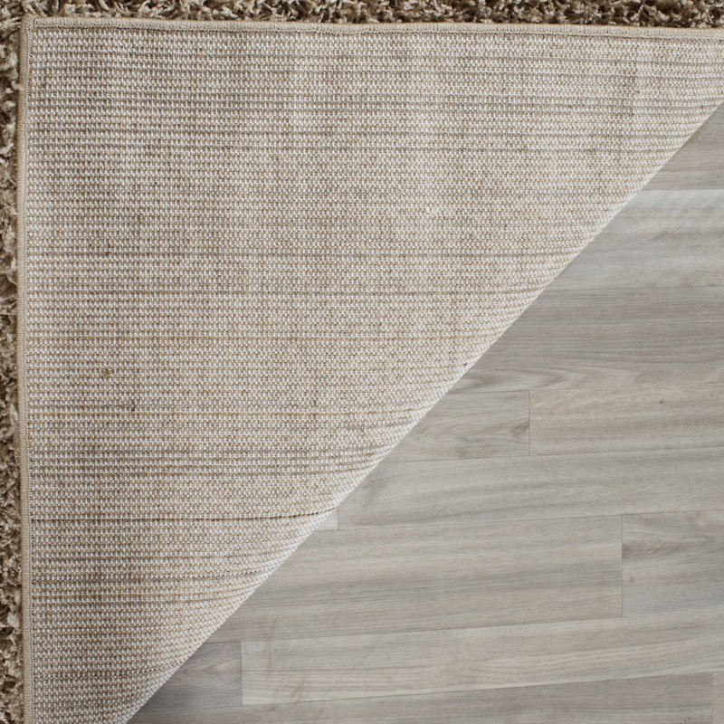 Athens Beige Synthetic Shag Runner Rug 2'3" x 8'