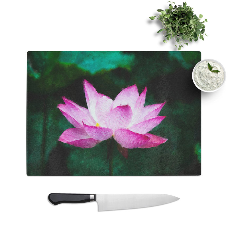 Water Lily Flower Vol.2 Painting Chopping Board, 0.4cm H x 20cm W x 28.5cm L