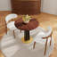 Φ Table de salle à manger ronde rétro en noyer de 80 cm avec base en laiton et bois massif. Table avec pieds en bois et base dorée, table pour 2 personnes pour petit espace