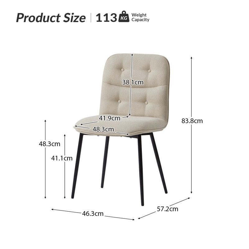 Aleshka 48.26cm H Tufted Velvet Upholstered Side Chair in Linen