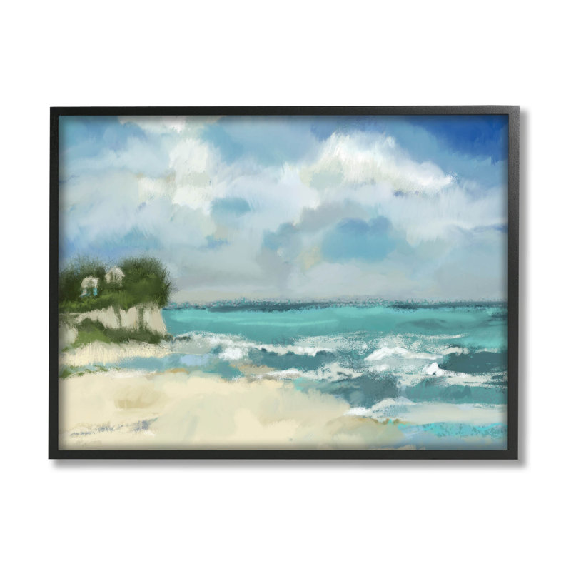 Abstrait, océan, vagues, ciel, estampe numérique par Tina Finn, H 11 po x l 14 po x P 1,5 po, Giclée encadrée noir minuit