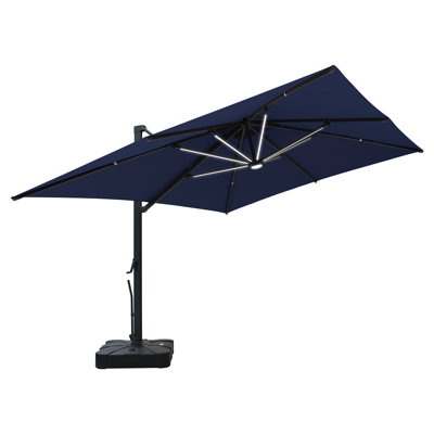 13-Ft Aluminum Patio Cantilever Umbrella with Removable Light Strips and Base