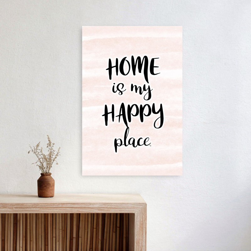 Home My Happy Place Elegant Minimalist Abstract Architecture Wall Art Print by Martina - Wrapped Canvas Print