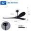 Ventilateur de plafond 52 po en ABS noir avec support standard à distance sans lumière pour le garage-1774535861