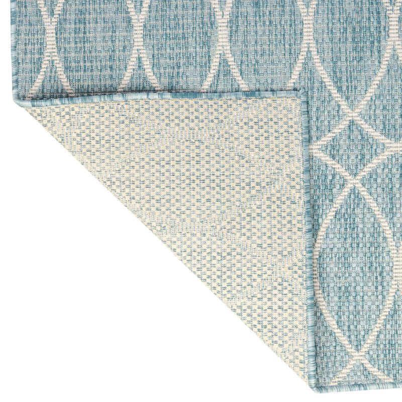Light Aqua Gitter Indoor/Outdoor Trellis Rug, Square 10'