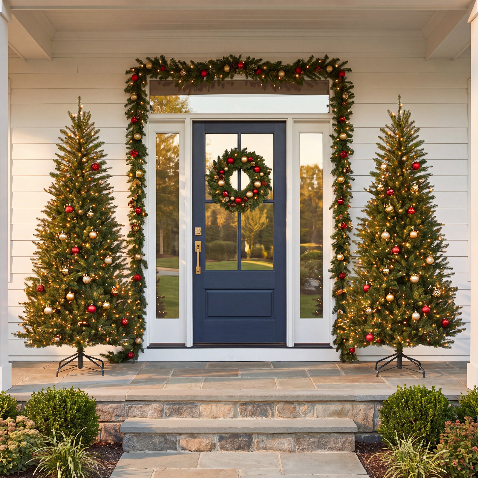 The Holiday Aisle® 6.5ft. Dunhill Fir Slim Tree with Clear Lights, 6.5', Clear/White