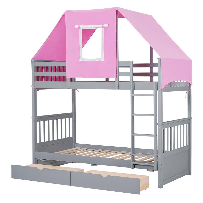 Anno Unfinished Platform Storage Bed, Gray/Pink