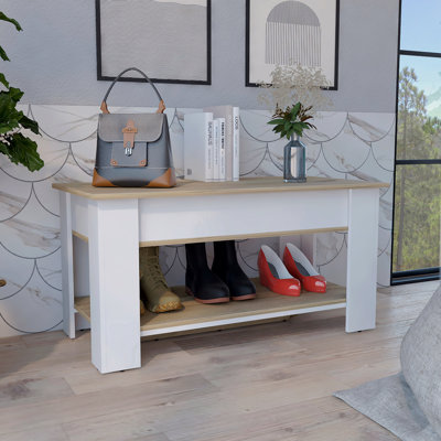 Table de rangement, une tablette de table extensible, quatre pieds, tablette inférieure