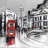 Abstract Gray City with Red Bus Tablecloth | Home Decor