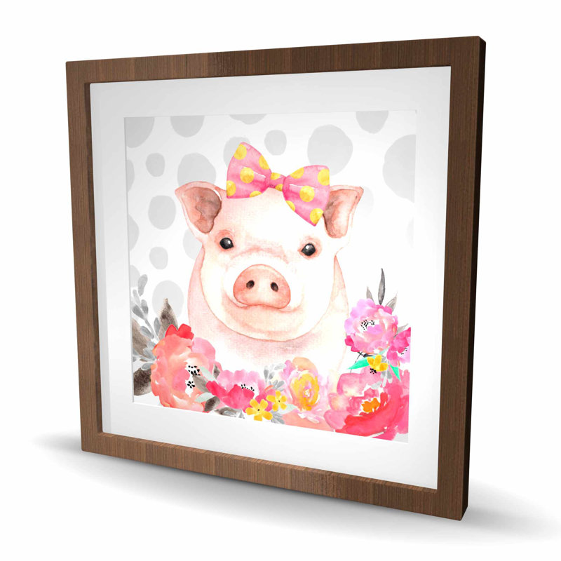 Pretty Pig - Framed Matted Print | Farm Animal Home Decor