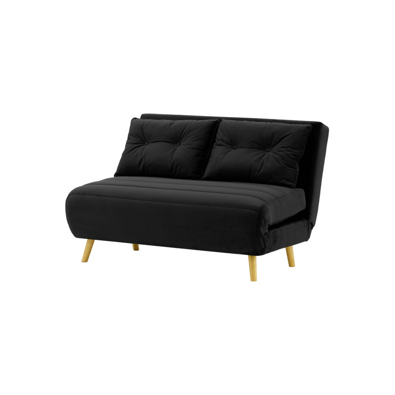 Donald 2 Seater Sofa Bed,  78cm H X 120cm W X 90cm D, Oak, Black