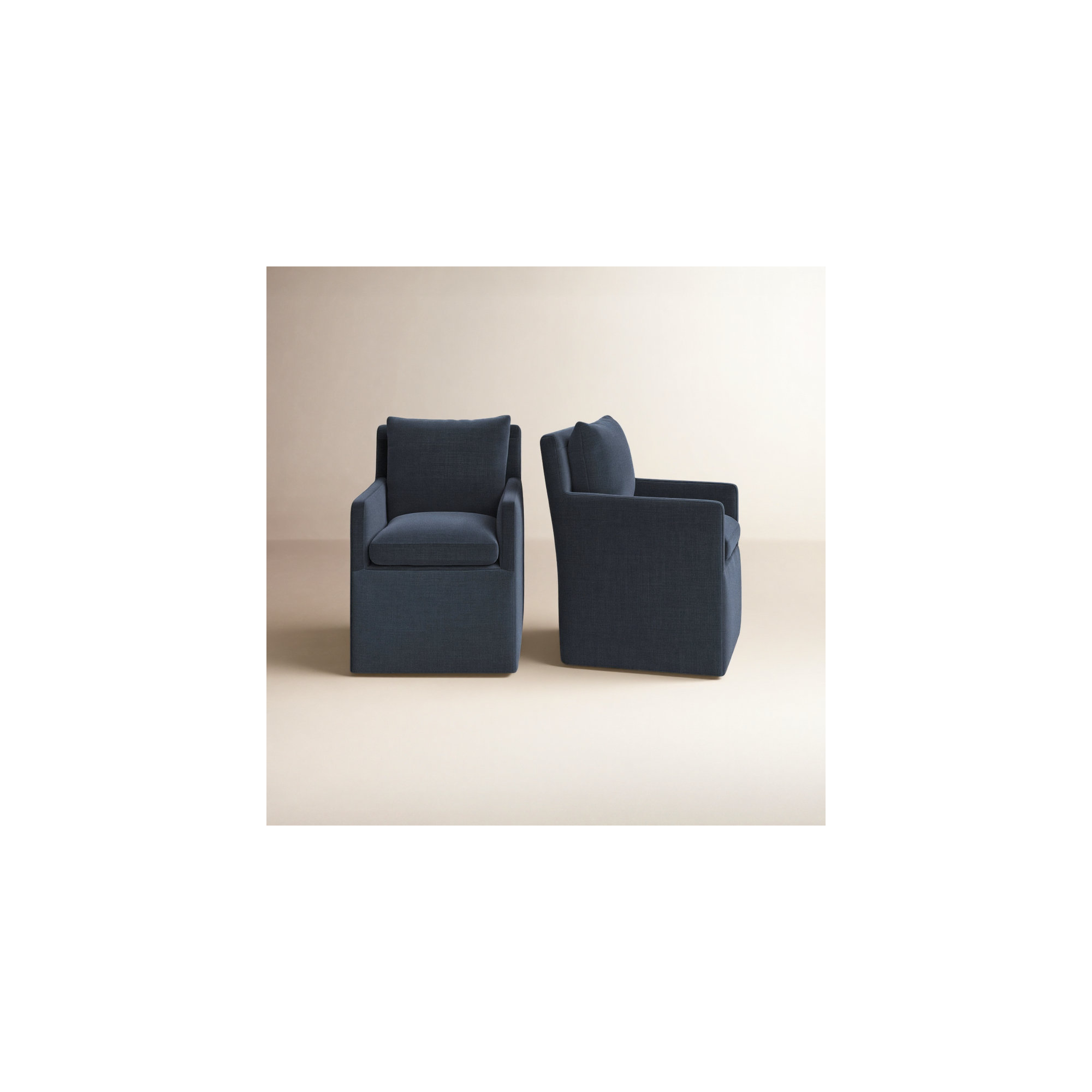 Alayaa Upholstered Arm Chair, Effie Indigo Performance Linen