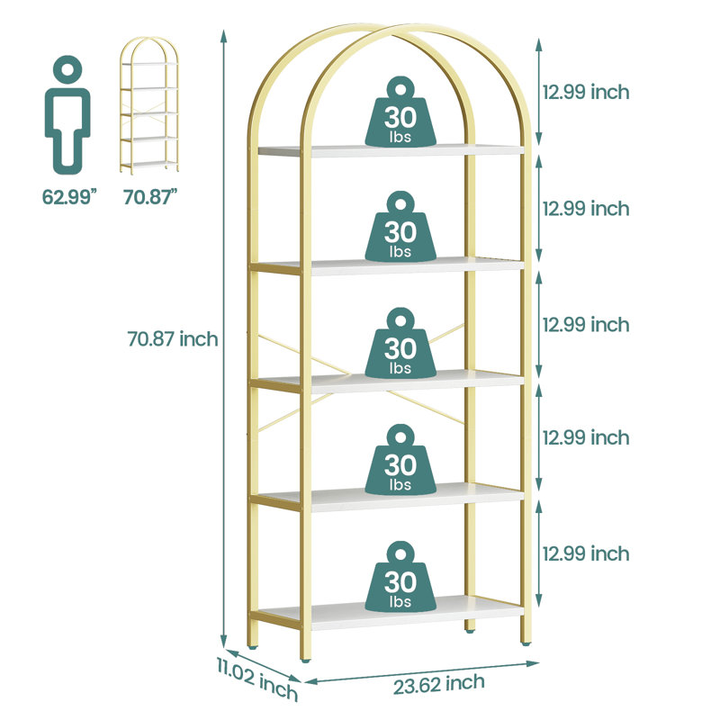 Alissha 180cm H x 60cm W Metal Standard Bookcase