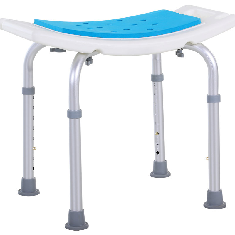 Bath Stool For Elderly, Disabled & Pregnant - 6-Level Adjustable, Non-Slip, , Blue Aluminum Product Adjustable Shower Chair Injured Expectant Mothers