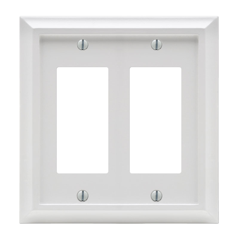 White Wood 2-Gang Rocker Wall Plate