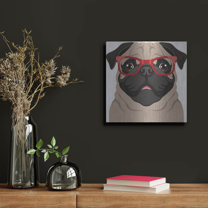 "Carlin portant des lunettes de hipster 6" par Furbaby Affiliates, H 12 po x l 12 po