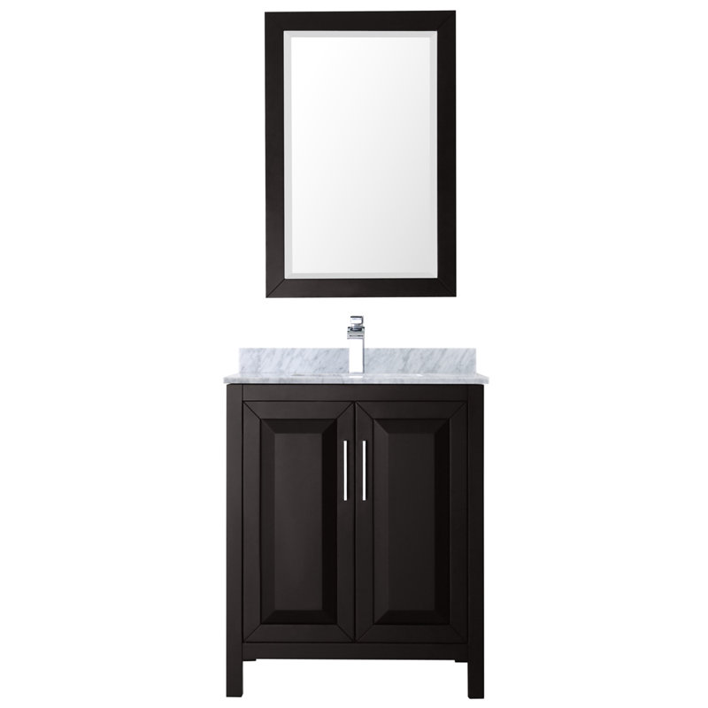 Daria 30'' W Single Vanity, Dark Espresso, Polished Chrome, Carrara Cultured Marble