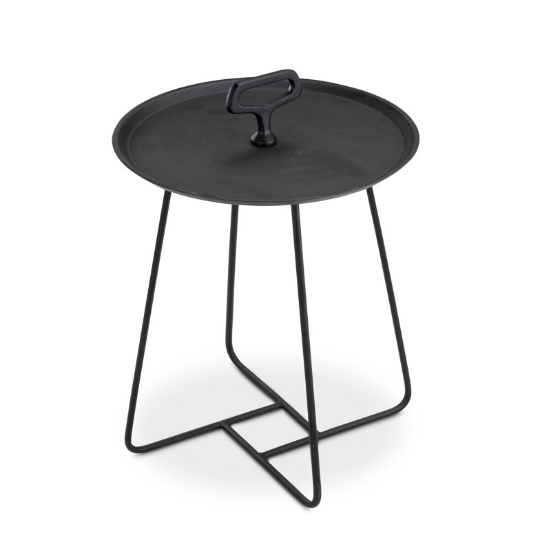 Wilcox Outdoor Round Side Table, Black