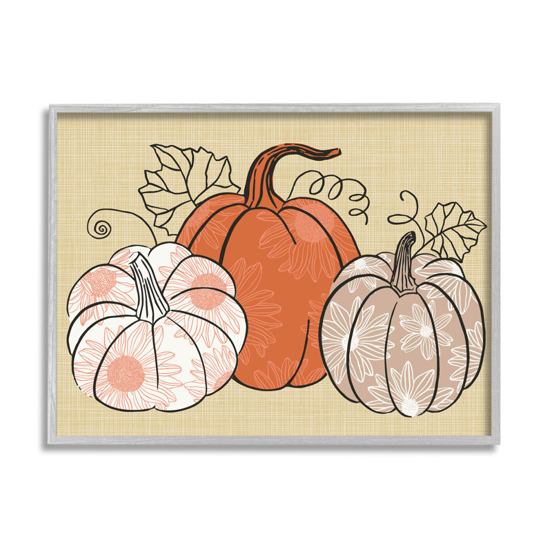 Motif automnal de citrouilles tournesol at-108, H 11 po x l 14 po x P 1,5 po, Estampe numérique Farmhouse