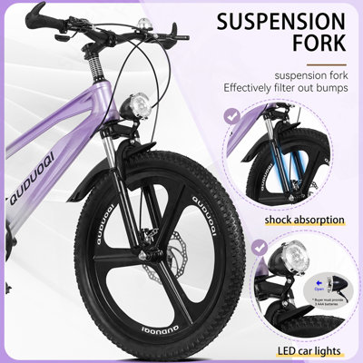 20 Inch Kids Mountain Bike, 7-Speed Youth Bicycle with Magnesium Alloy Frame & One-Piece Wheels, Lightweight Kids Bike for Boys and Girls Ages 8–12
