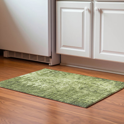 Tapis olive Cerrito AMF577 lavable à la machine de qualité supérieure