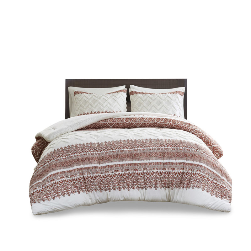 Édredon en chenille - literie 100% coton lavable à la machine pour lit double / grand 3 pièces avec rembourrage capitonné de style chic
