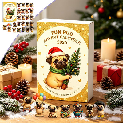 Décorations de Noël 2026, calendriers de l'Avent carlin originaux, calendriers de l'Avent avec de jolis chiens, coffrets cadeaux de Noël