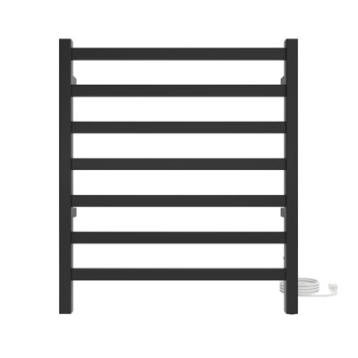24" x 27" Kontour Square Steel Wall Mounted Electric Towel Warmer - Matte Black, Plug-In, Square Rails