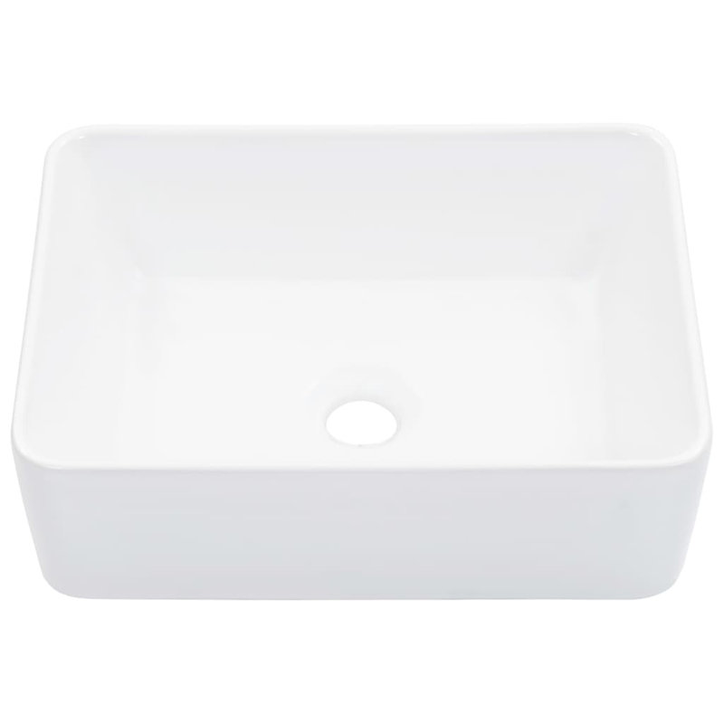 Belfry Bathroom Radu Ceramic Rectangular Sink, White, 13cm H x 40cm W x 30cm D
