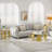 Tionah 35.4" W x 17.7" H 2-Tier Round Tempered Glass Top Coffee Table, Deluxe Gold Stainless Legs Sofa Table-1086307886