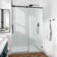 Porte de douche coulissante simple sans cadre l 56 à 61 po x H 79 po avec verre trempé transparent de 3/8 po (10 mm), film incassable et localisateur de trou d'installation - Rail supérieur carré-123674337