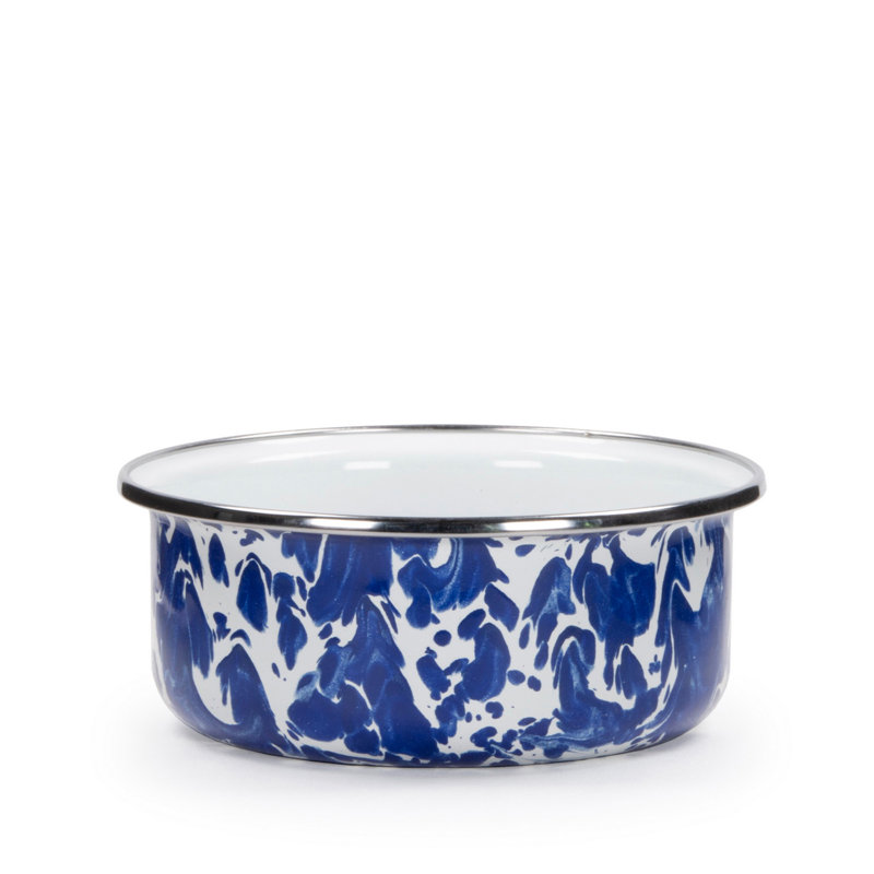Set of 4 Taupe Swirl Soup Bowls, Cobalt Swirl