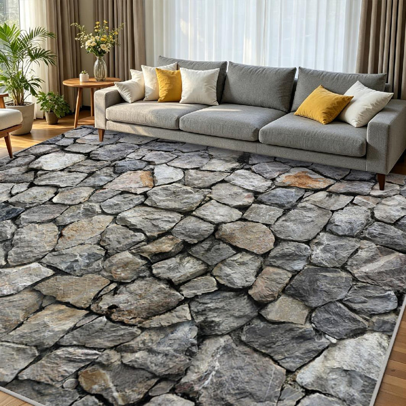 Clear Rock Wall Seamless Stone Brick Abstract Architecture Grunge Structure Machine Washable Indoor Area Rug