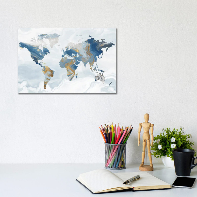 Geode Map 1 Piece Wrapped Canvas Painting, 20.32 cm H x 30.48 cm W