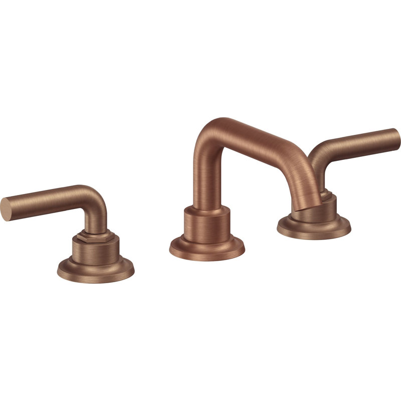 Descanso 8" Widespread Lavatory Faucet with Smooth Handle and Completely Finished ZeroDrain, Antique Copper Flat