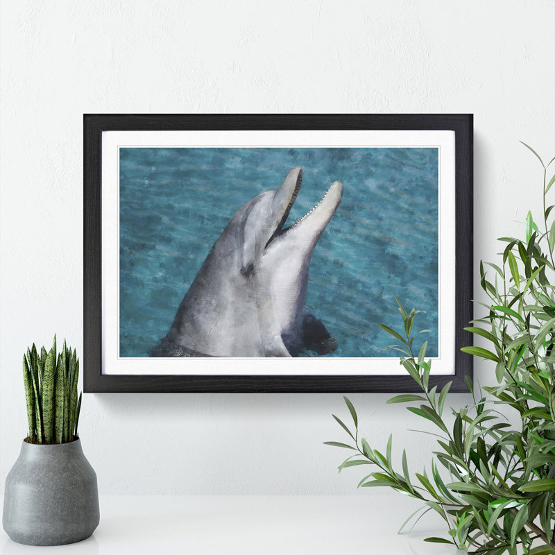Dolphin - Picture Frame Painting, Black Framed, 36cm H x 48cm W x 2cm D