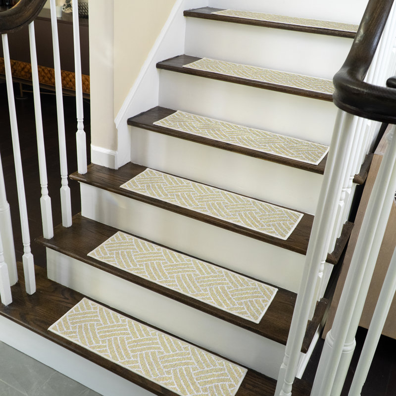 Tapis d'escalier intérieur antidérapant Ghirasim, Jaune crème banane