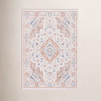 Mayhill Beige Rust Blue Machine Washable Rug