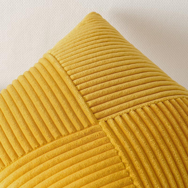 Corduroy Throw Pillow Covers,Soft Corduroy Couch Decorative Pillow Covers Windmill Textured Striped Cushion Cover,Set of 2