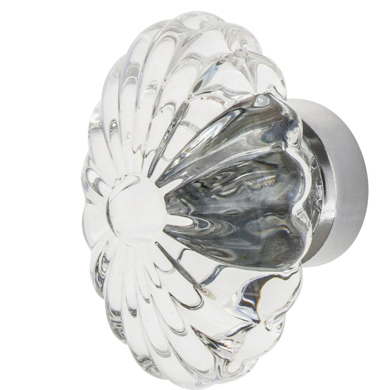 Oval Fluted Crystal 1 3/4" Cabinet Knob, Bright Chrome
