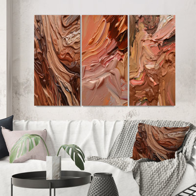 Chocolate Bliss Abstract Painting I - Abstract Painting Art Set Of 3 Pieces