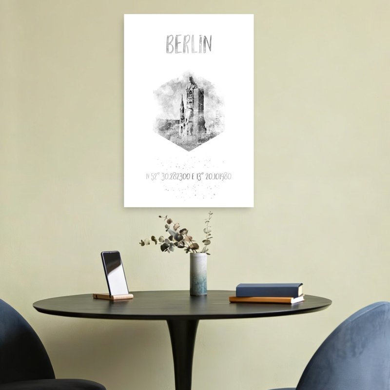 Berlin Church Geometry Abstract Geometric Modern City Wall Art Print, H 24 po x l 16 po