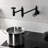 Kingston Brass Wendell Two-Handle 1-Hole Wall Mount Pot Filler Faucet with Knurled Handle-88082876