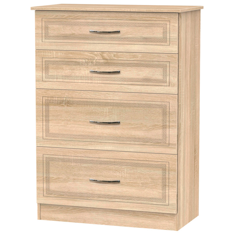 Fully Assembled Hawthorn 4 Drawer Chest, Bardolino Oak