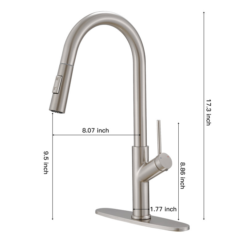 VIBRANTBATH Pull Out Kitchen Faucet, Brushed Nickel
