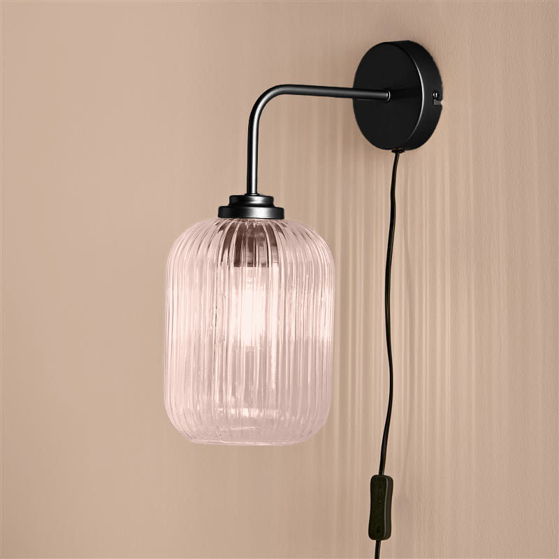 Plug in Wall Light Gold - Smoked Glass, Black, Blush Pink